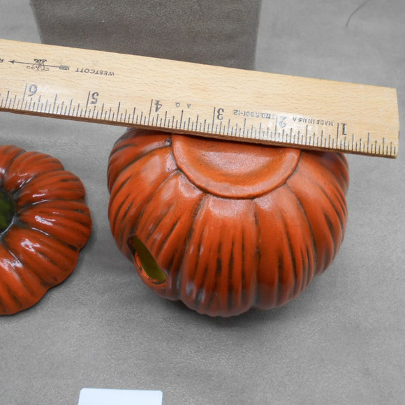 Vintage Jack O'Lantern Halloween Pumpkin 5" Round 5.5" Tall w/Hole for Light - Picture 10 of 10